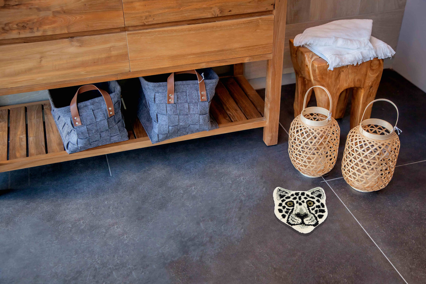 Tappeto Testa Baby White Leopard